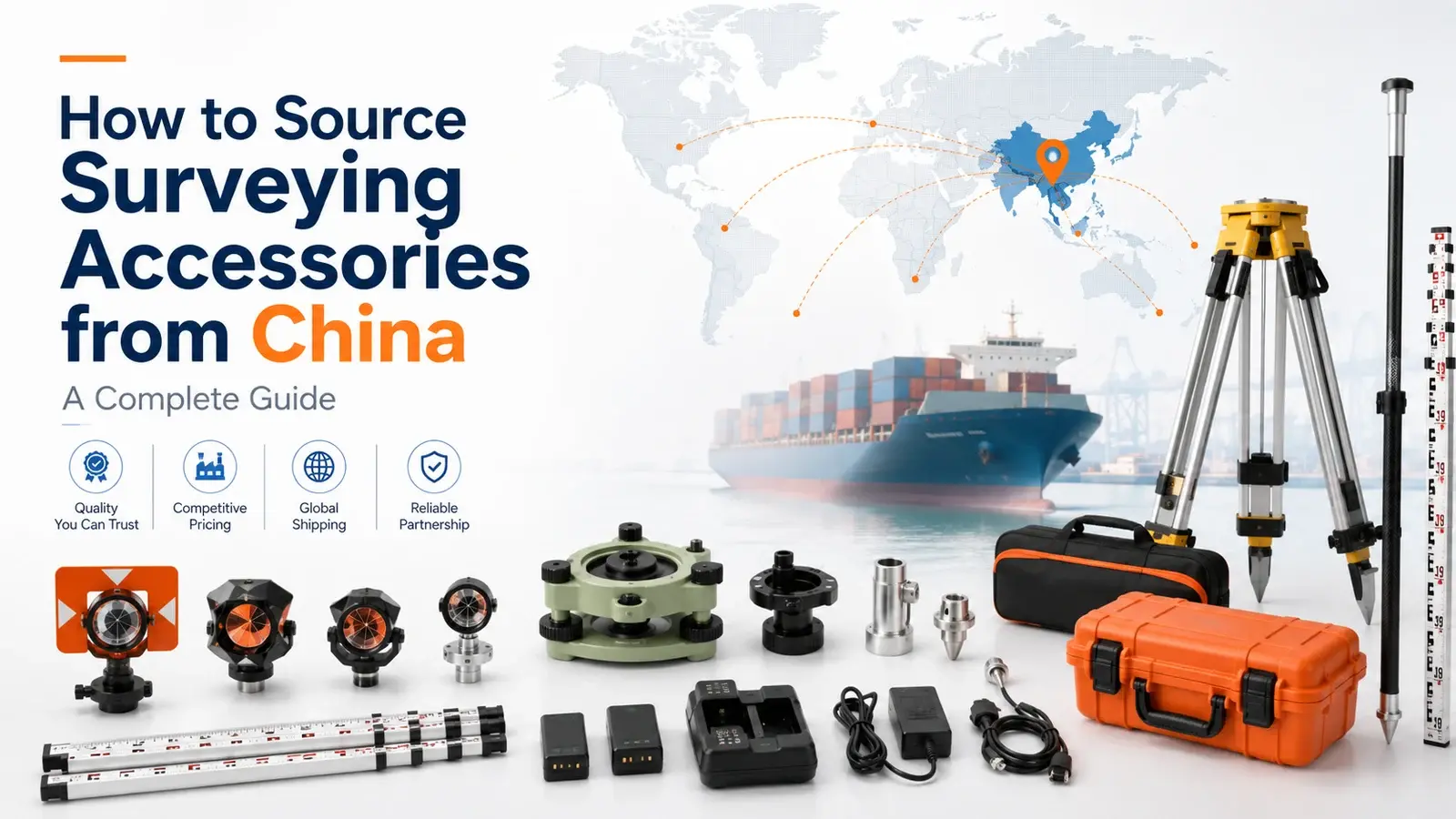 Surveying accessories sourced from China with international shipping and procurement guidance